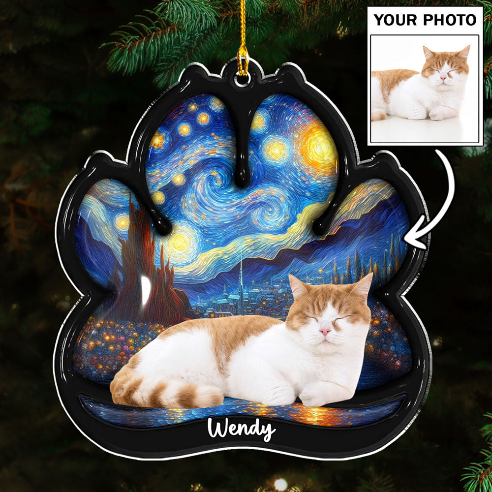 Lay Here With Cat Photo - Personalized Custom 3D Effect Acrylic Ornament