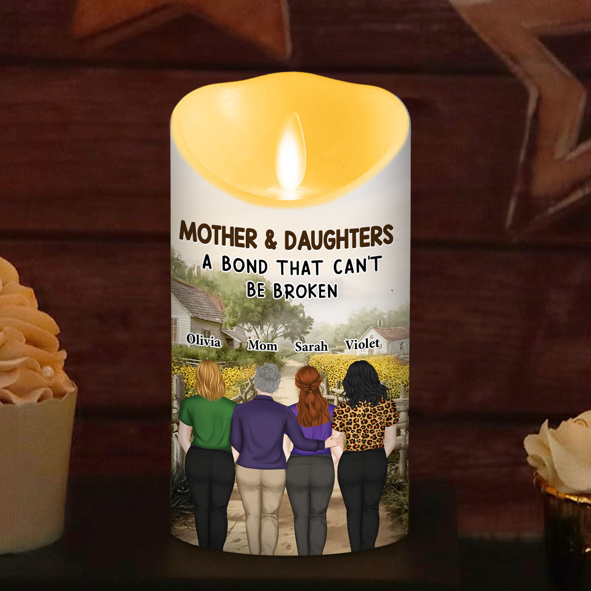 Mother And Daughter - Personalized Custom LED Candle