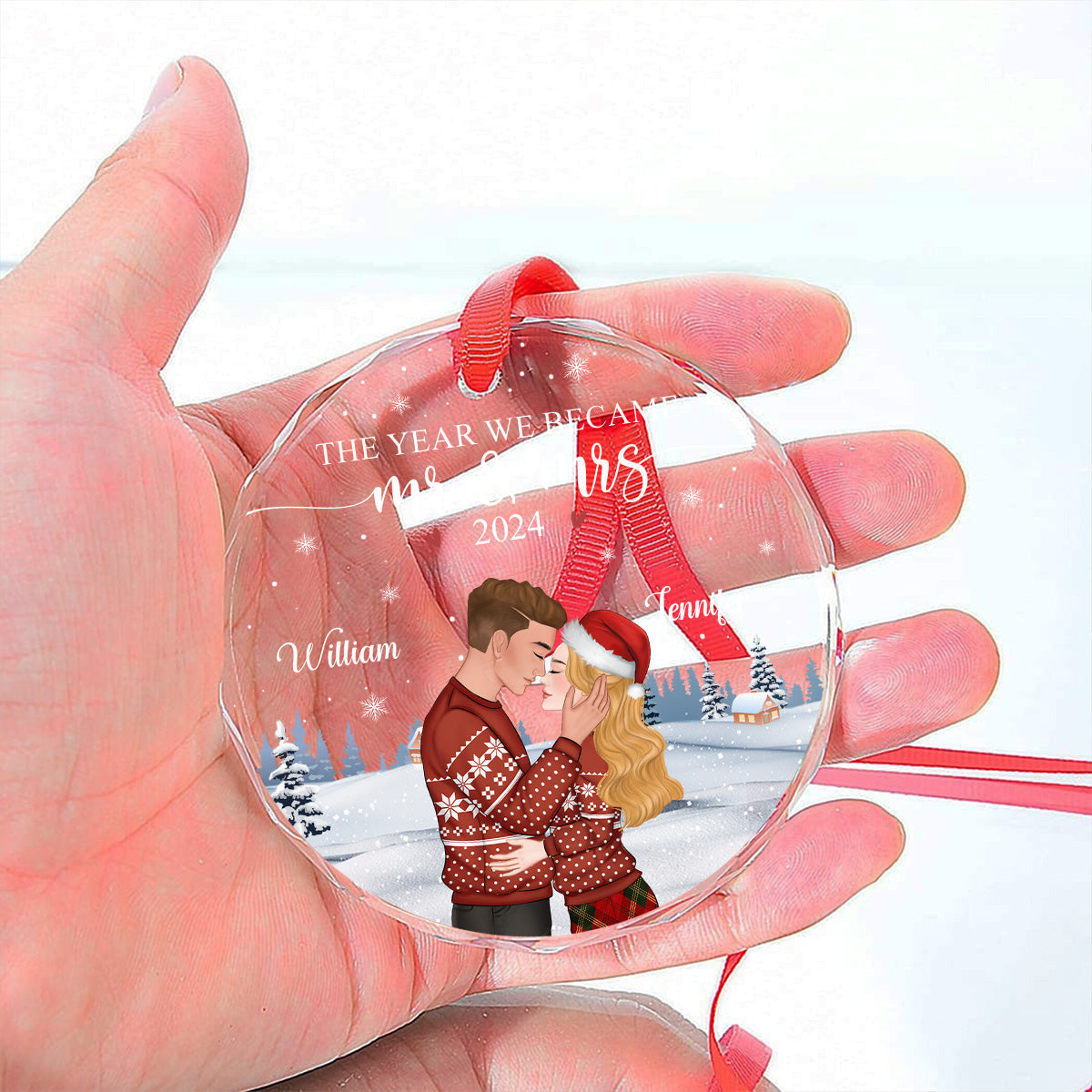 We Became Mr And Mrs - Personalized Custom Glass Ornament