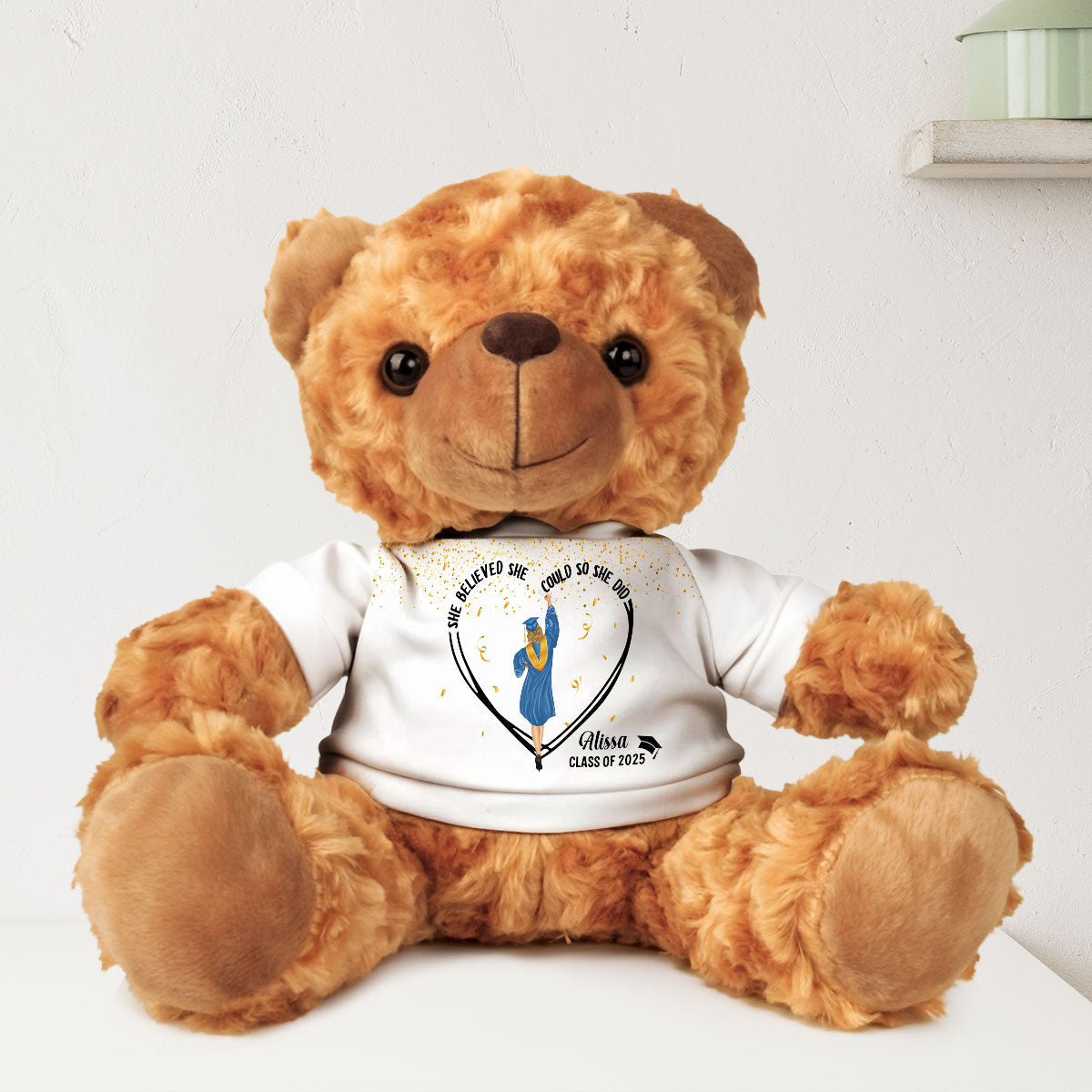 She Believed She Could So She Did - Personalized Custom Cuddle Bear