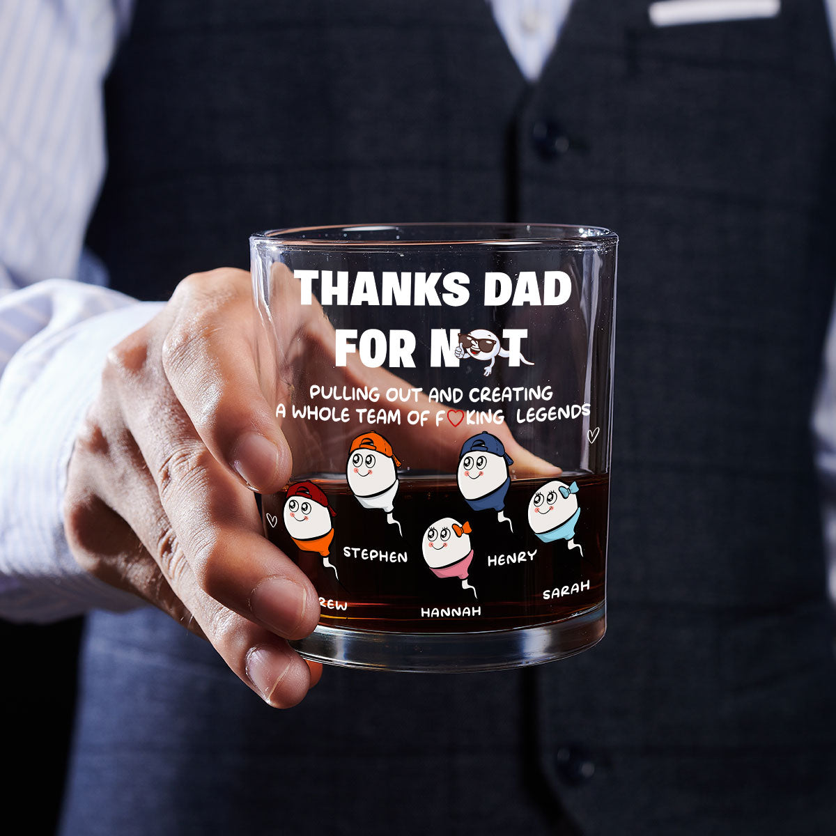 Thanks Dad For Creating A Legend - Personalized Custom Whiskey Glass