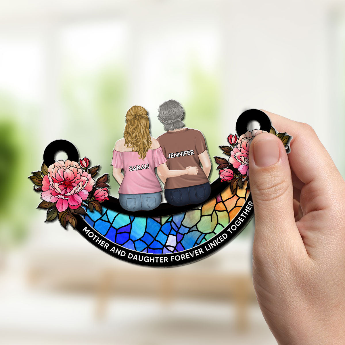 Mother And Daughters - Personalized Custom Suncatcher