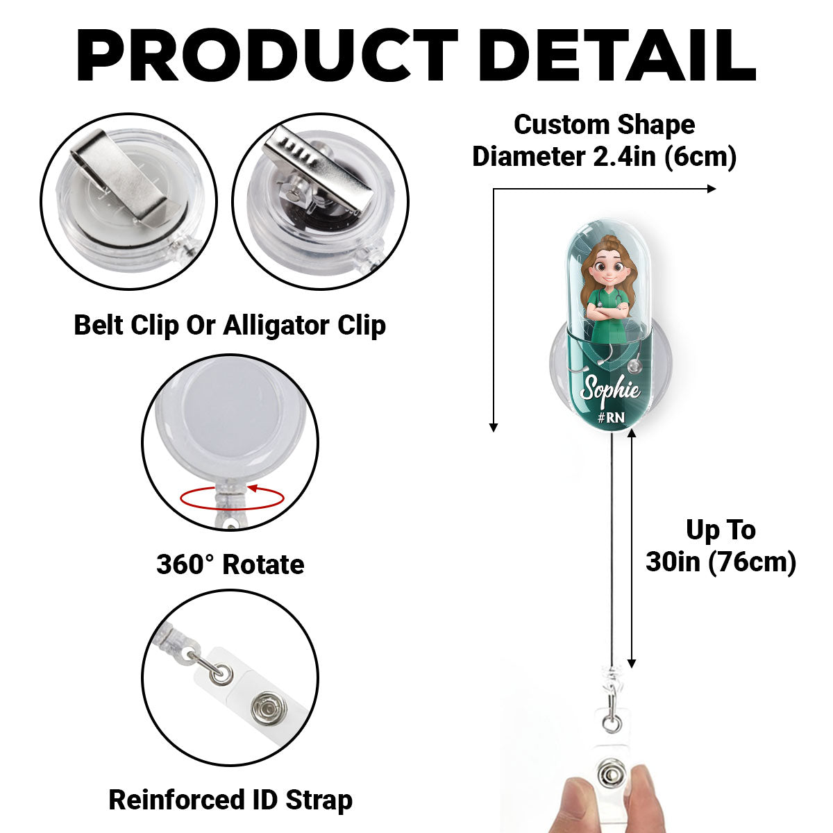 Proud To Be A Nurse Capsule - Personalized Custom Acrylic Badge Reel