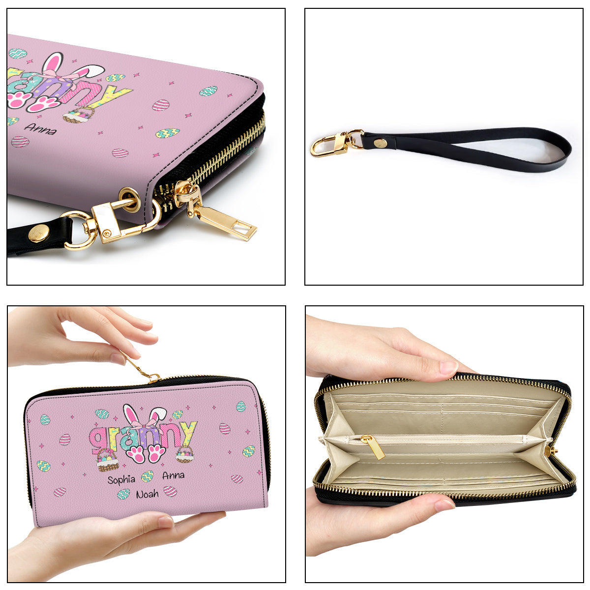 The Heart Of Grandma Is Pure Gold - Personalized Custom Leather Wallet