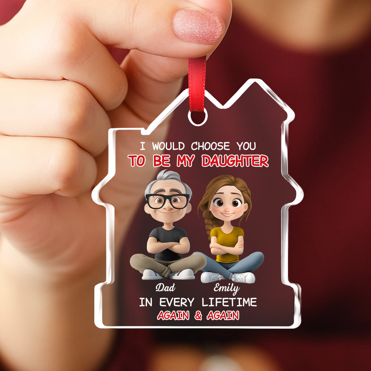 Always Choose You - Personalized Custom House Shaped Glass Ornament