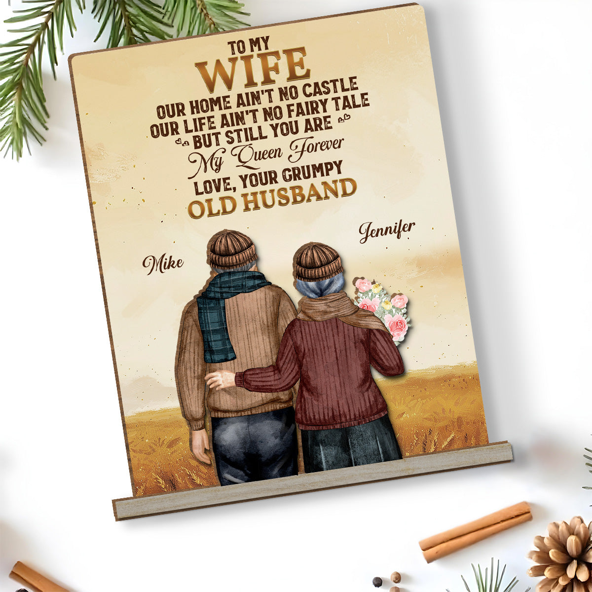 To My Wife You Are My Queen Forever - Personalized Custom 2-Layer Wood Plaque With Flat Base