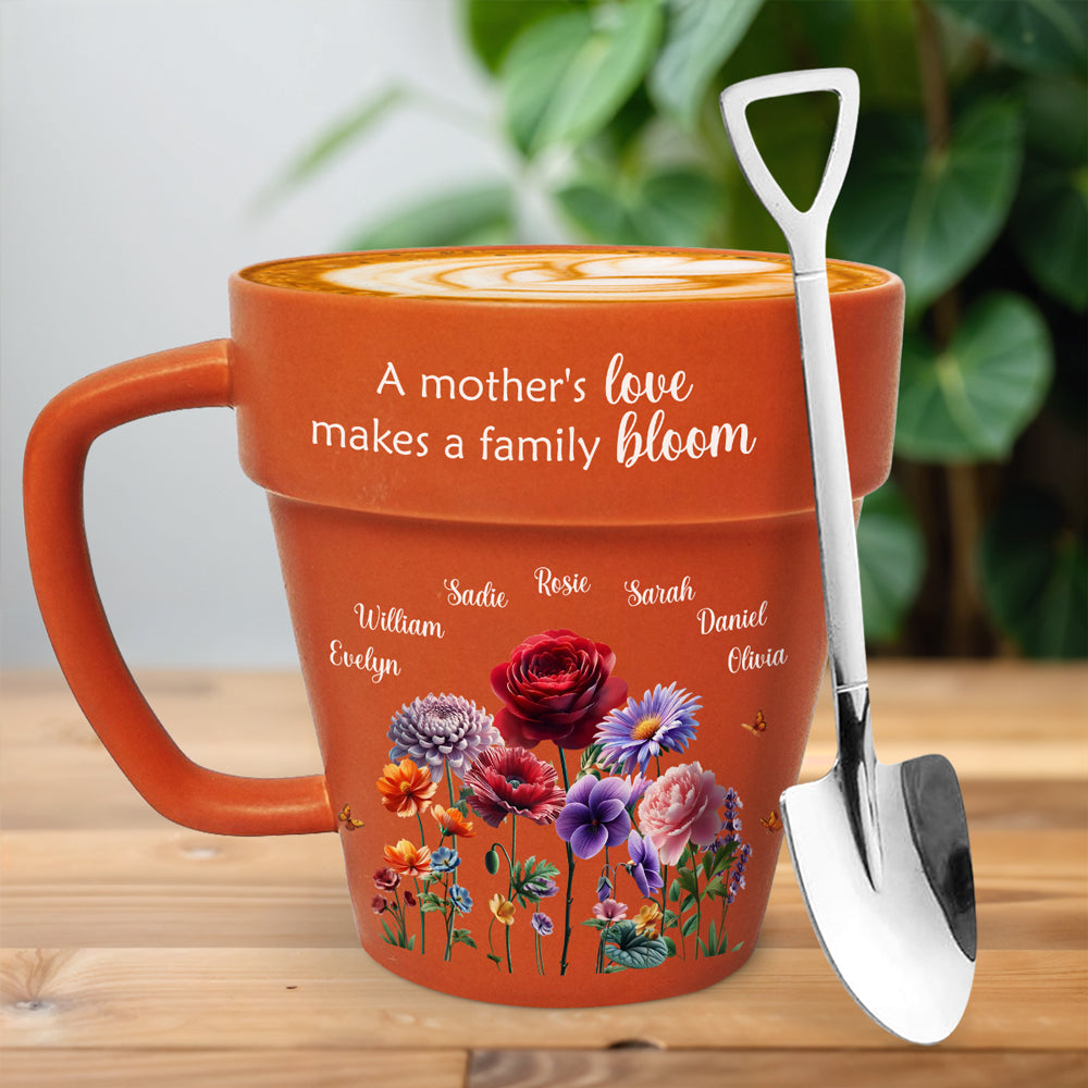 Love Makes A Family Bloom - Personalized Custom Plant Pot Mug