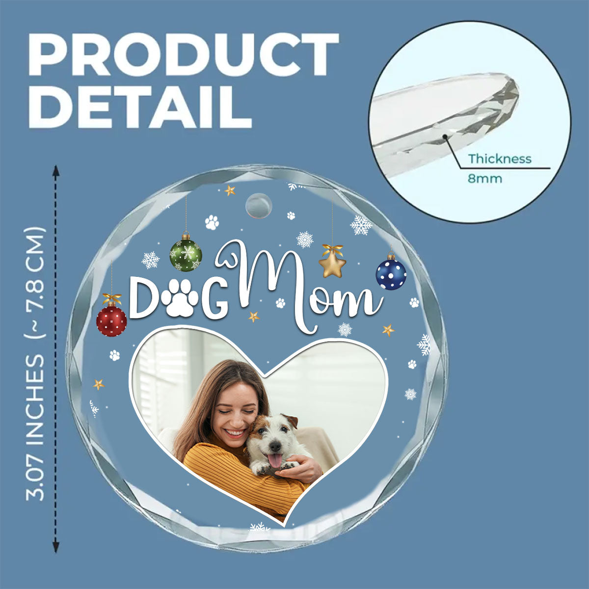Dog Mom Photo - Personalized Custom Glass Ornament