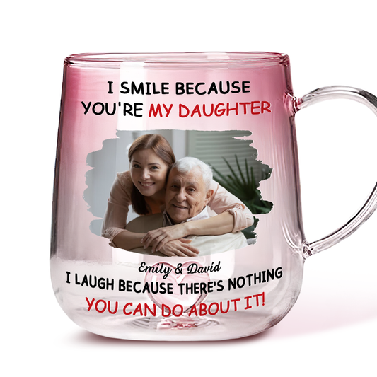 My Daughter Photo - Personalized Custom Pink Gradient Glass Mug
