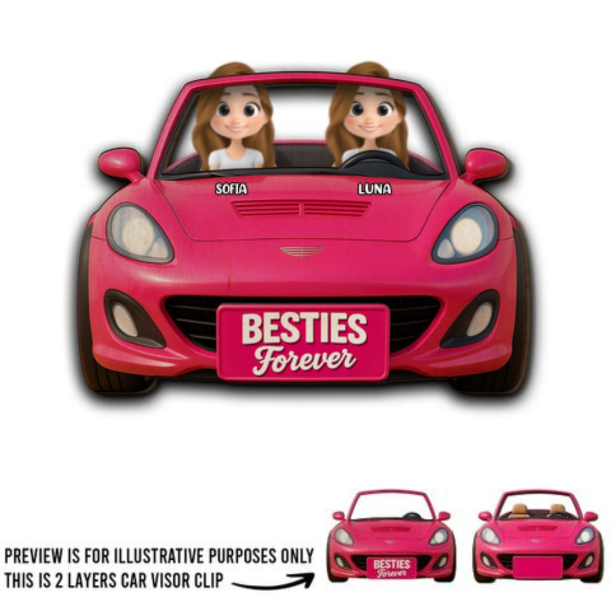 Bestie Drive Together - Personalized Custom Car Visor Clip