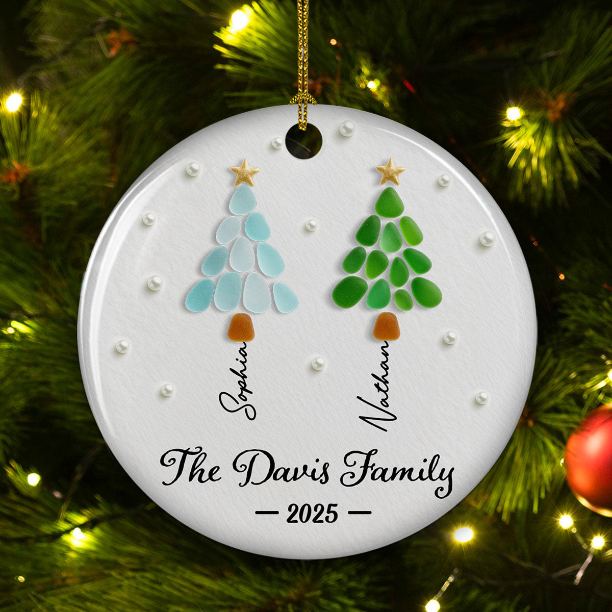 Family Fir Trees - Personalized Custom 3D Effect Ceramic Ornament