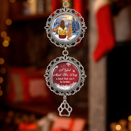 A Girl And Her Dog - Personalized Custom Charming Ornament