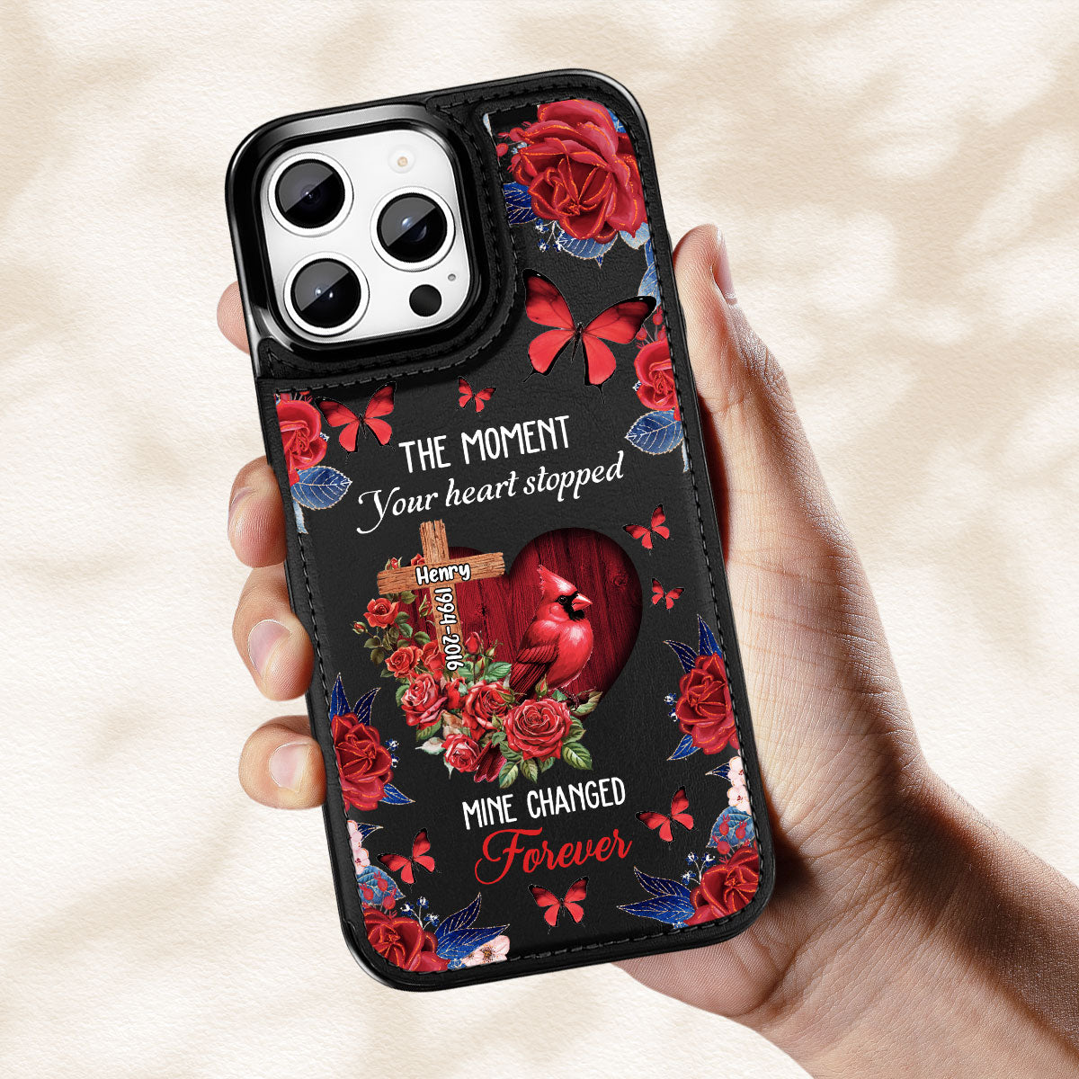 The Moment Your Heart Stopped - Personalized Custom Leather Phone Case