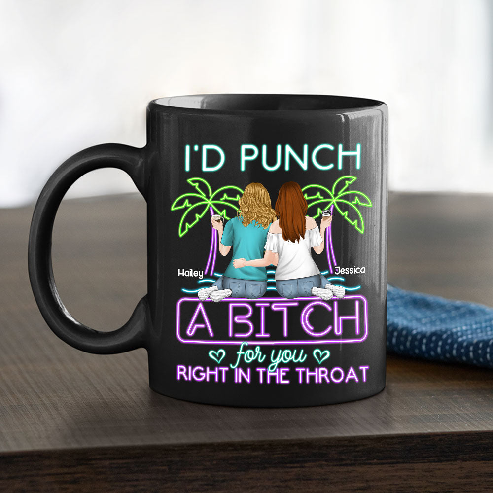 Right In The Throat Neon Style - Personalized Custom Coffee Mug