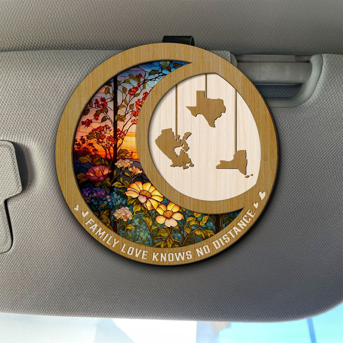 Family Love Knows No Distance Ver 2 - Personalized Custom Car Visor Clip