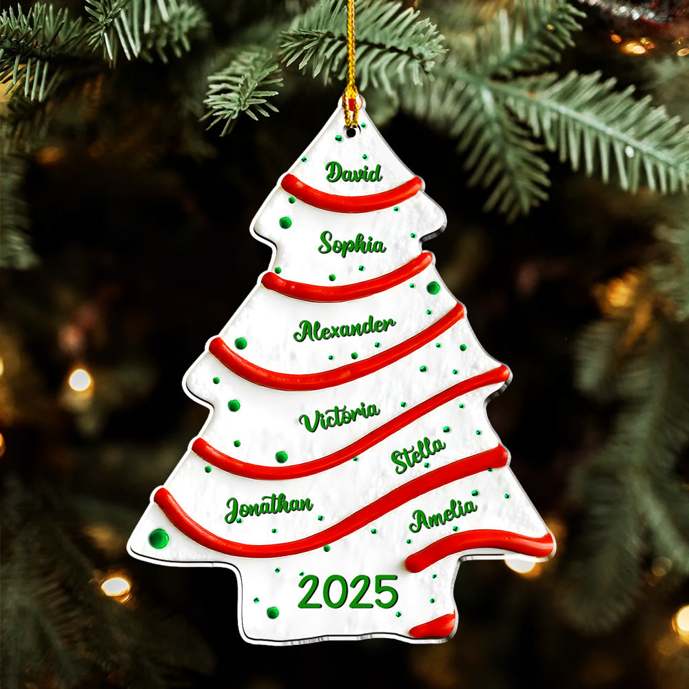 Tree Cake Custom Name - Personalized Custom 3D Effect Acrylic Ornament
