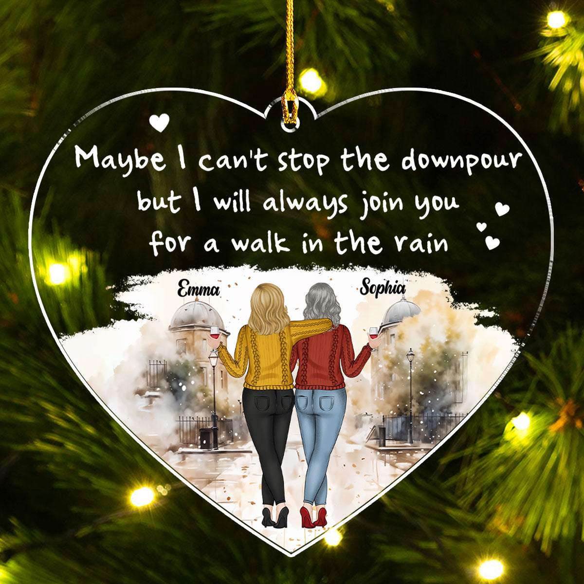 A Walk In The Rain - Personalized Custom Acrylic Ornament