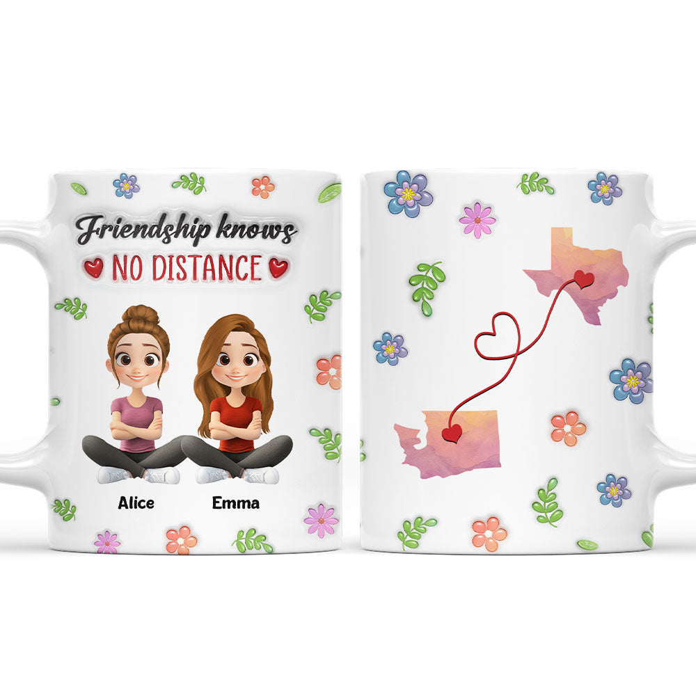 No Distance With Our Friendship - Personalized Custom 3D Inflated Effect Mug