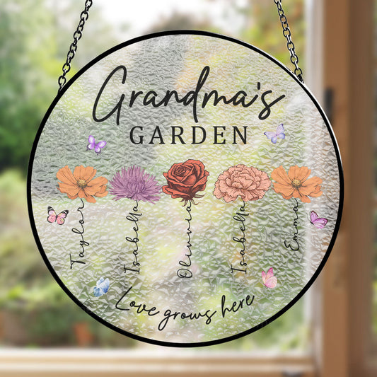 Grandma You Make Life Bloom - Personalized Custom Window Hanging Suncatcher