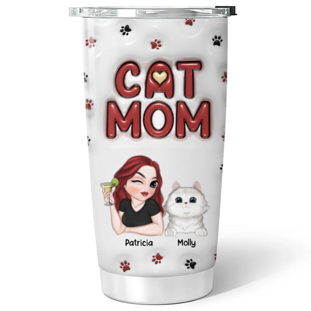 Lovely Cat Mom - Personalized Custom 3D Inflated Effect Tumbler