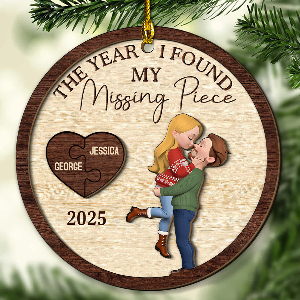 My Heart Found Its Match - Personalized Custom Freeshape 2-Layered Wood Ornament