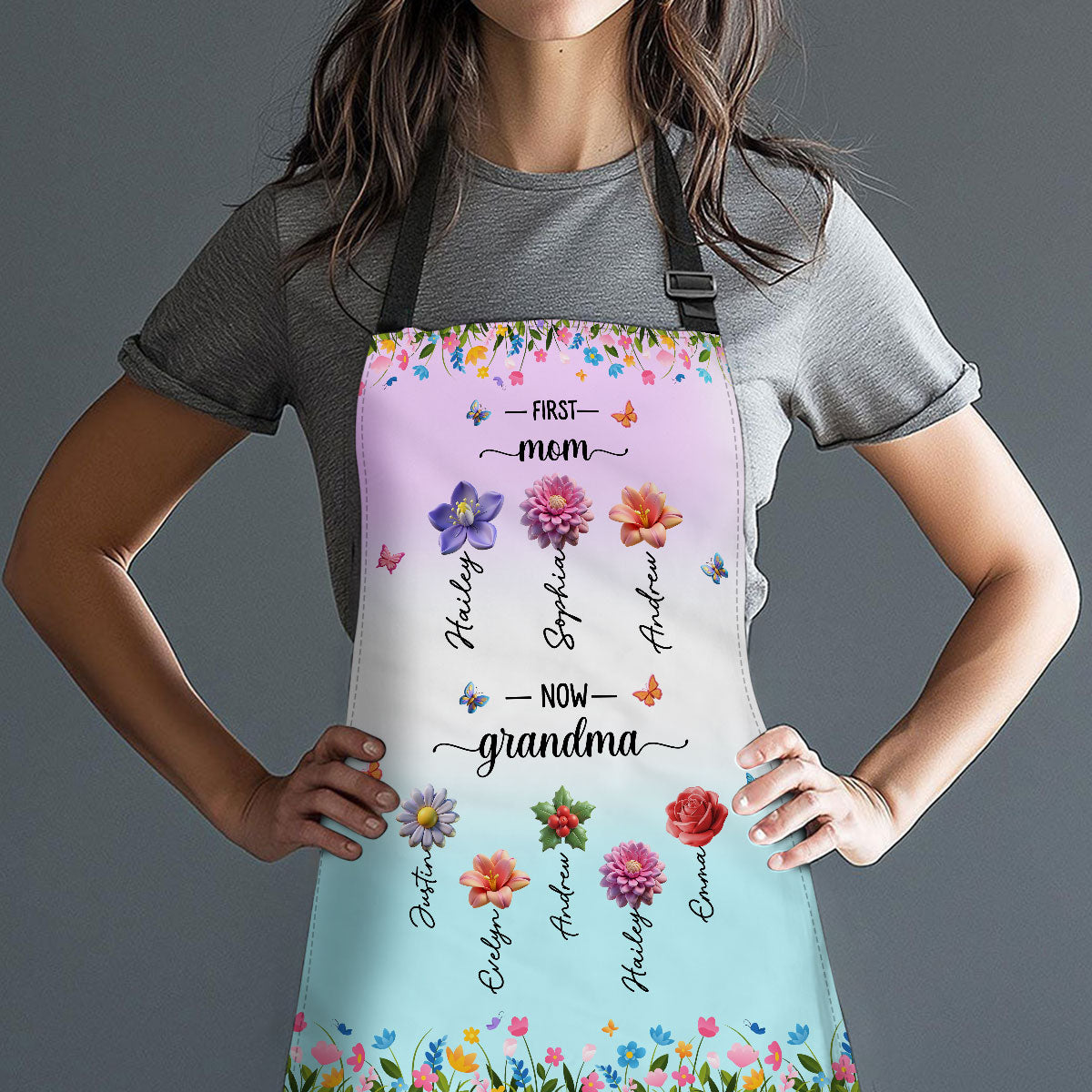First Mom Now Grandma - Personalized Custom Apron