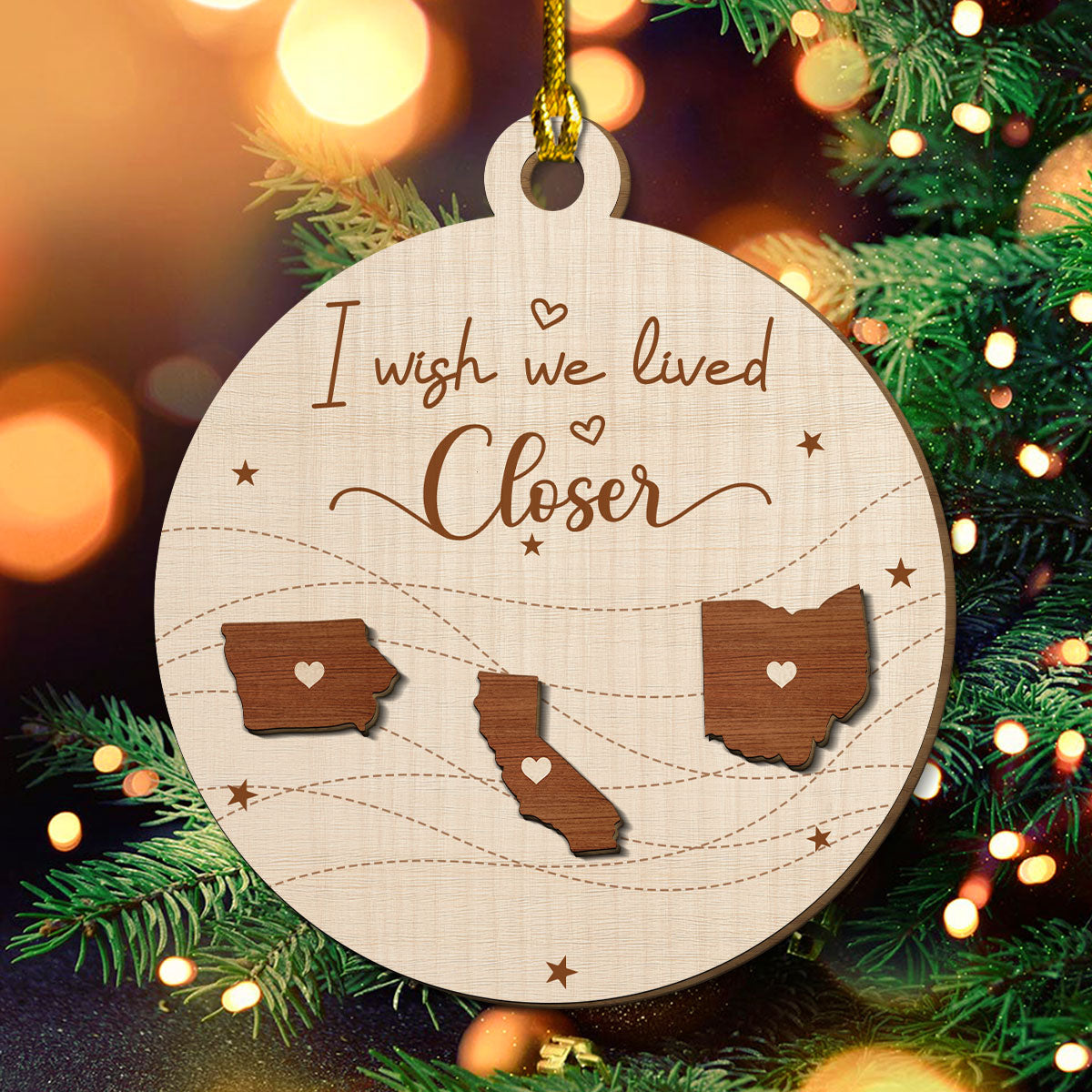 I Wish We Lived In The Same Neighborhood - Personalized Custom Freeshape 2-Layered Wood Ornament