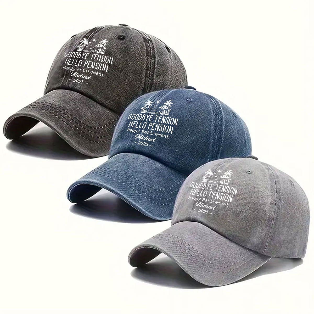 No Alarm Clocks Anymore - Personalized Custom Vintage Washed Denim Cap