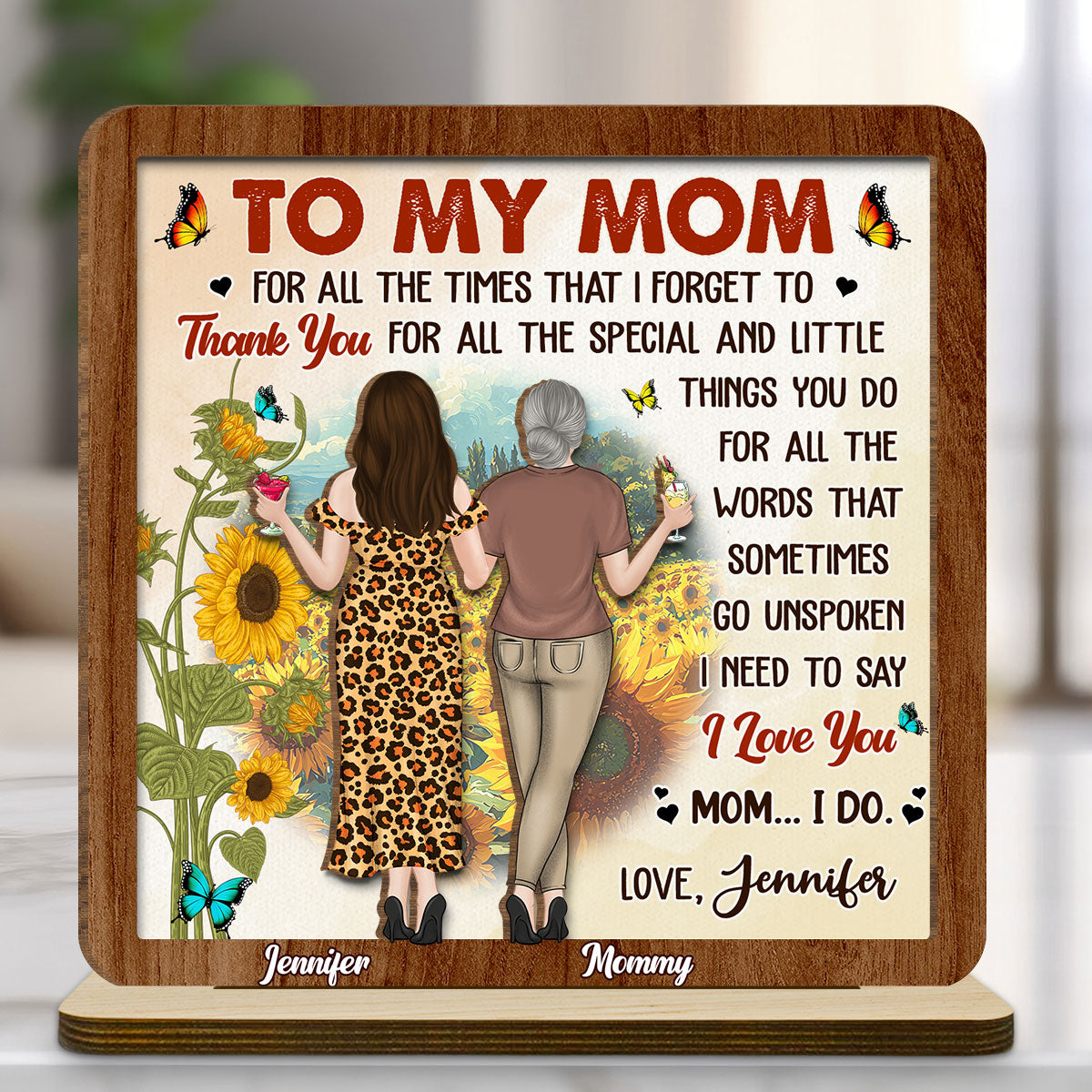 Forever Linked By Love - Personalized Custom 2-Layer Wood Plaque With Flat Base