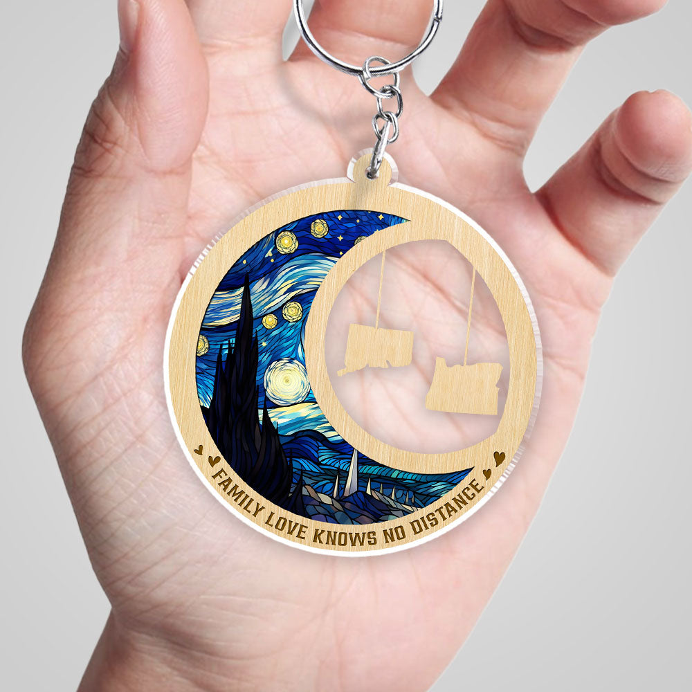 Family Love Knows No Distance - Personalized Custom Acrylic Keychain