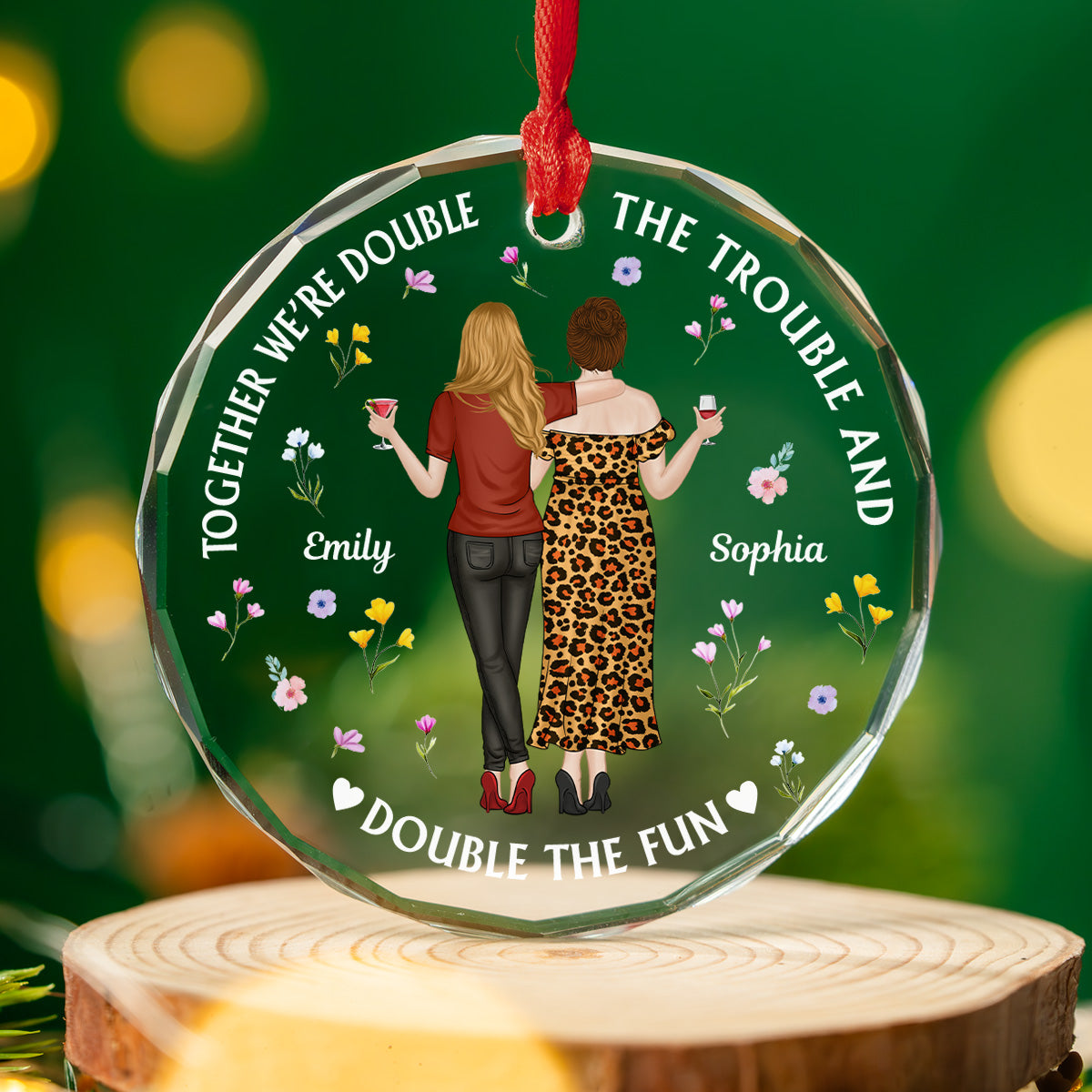 Two Souls One Crazy Journey  - Personalized Custom Glass Ornament