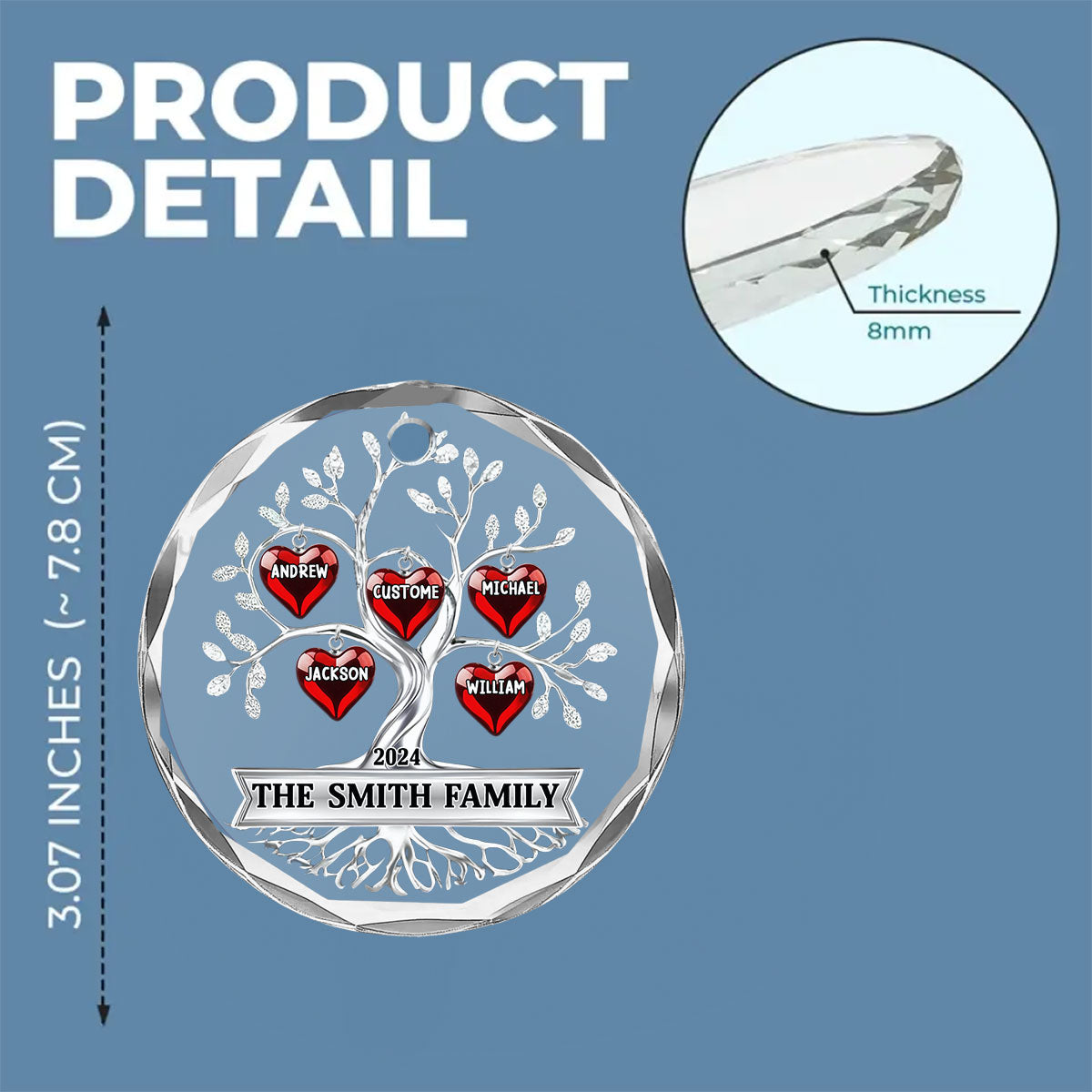 Family Tree - Personalized Custom Glass Ornament