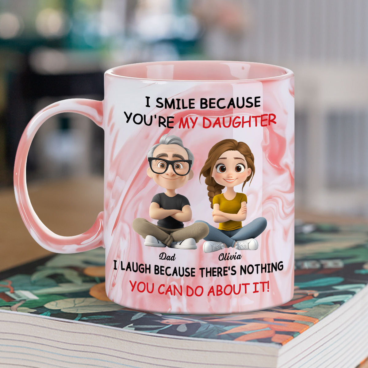 My Daughter - Personalized Custom Pink Marble Mug