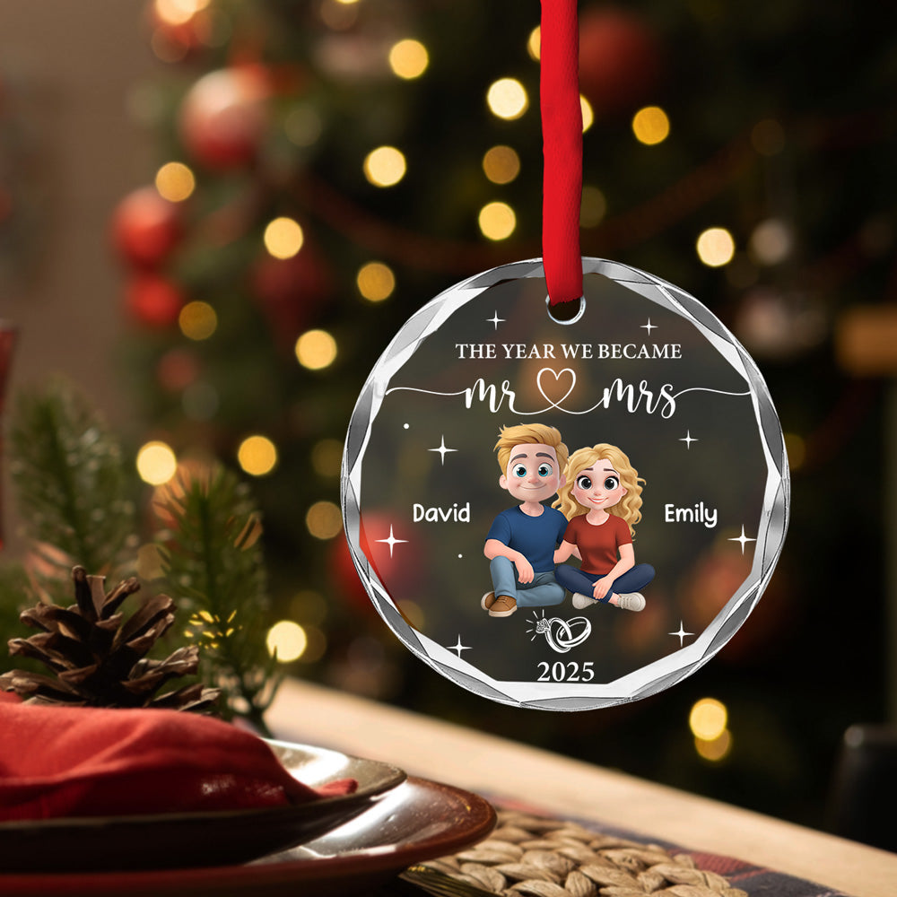 Happily Ever After Begins - Personalized Custom Glass Ornament