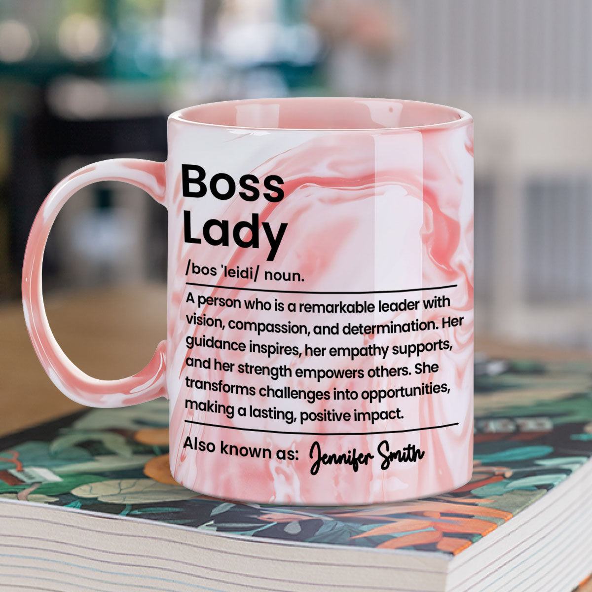 Boss Lady - Personalized Custom Pink Marble Mug