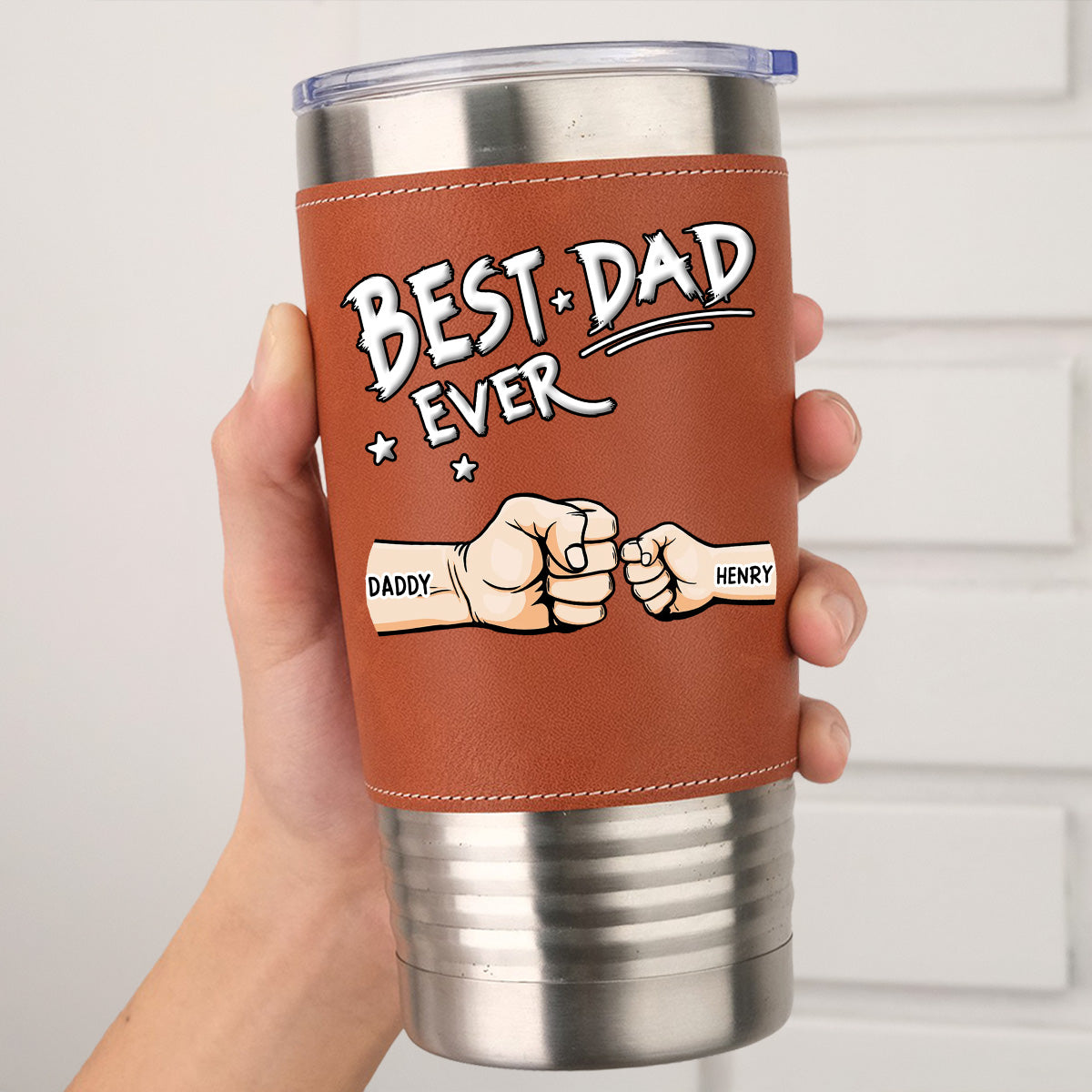 Best Dad - Personalized Custom Leather Tumbler