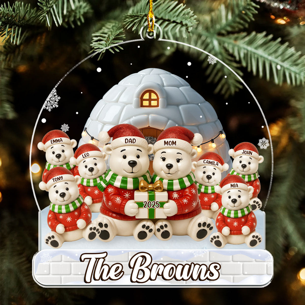 Holly Jolly Family Time - Personalized Custom Acrylic Ornament