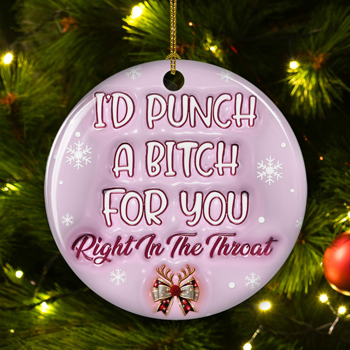 Punch Bitch - Personalized Custom 3D Inflated Effect Ceramic Ornament