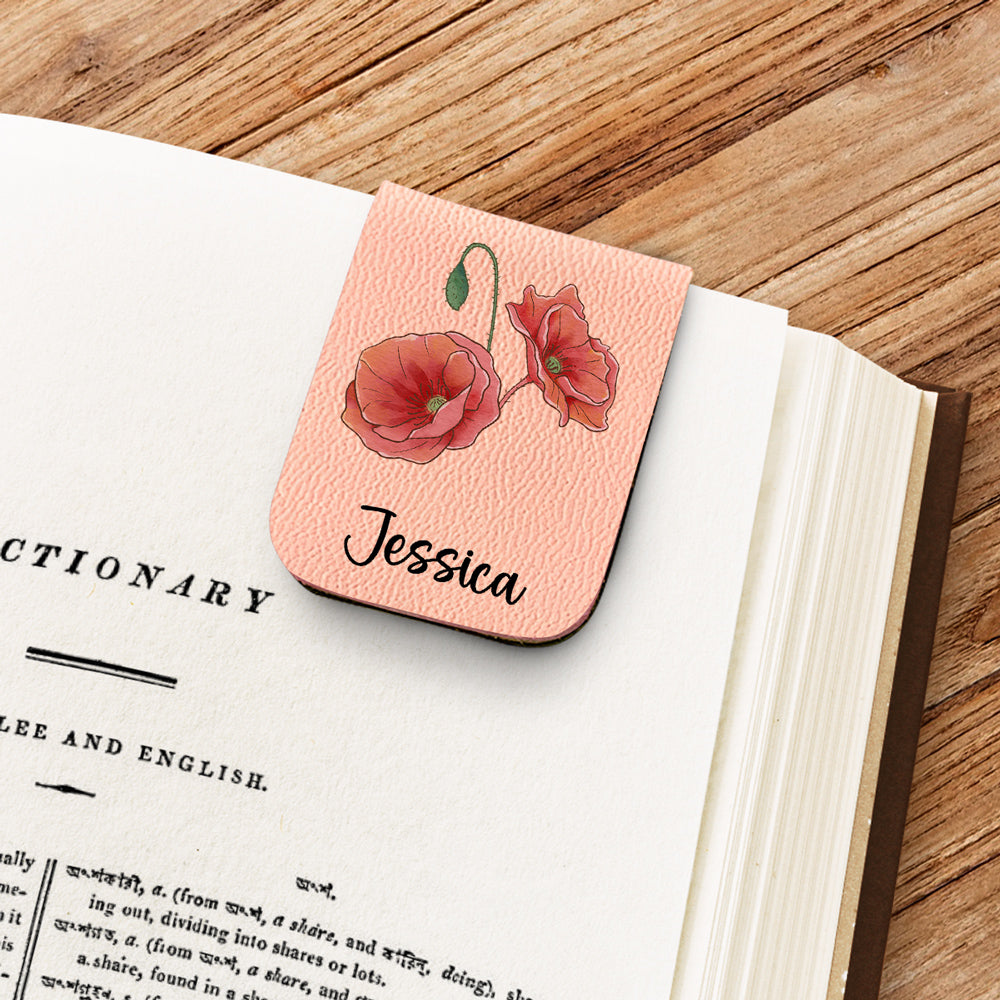 Blooming Flowers - Personalized Custom Leather Bookmark