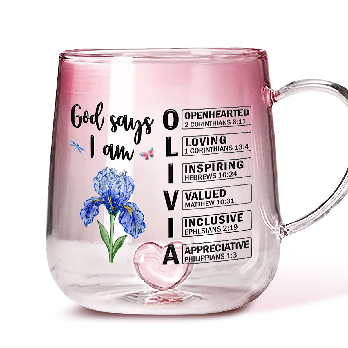 God Say I Am - Personalized Custom Pink Gradient Glass Mug
