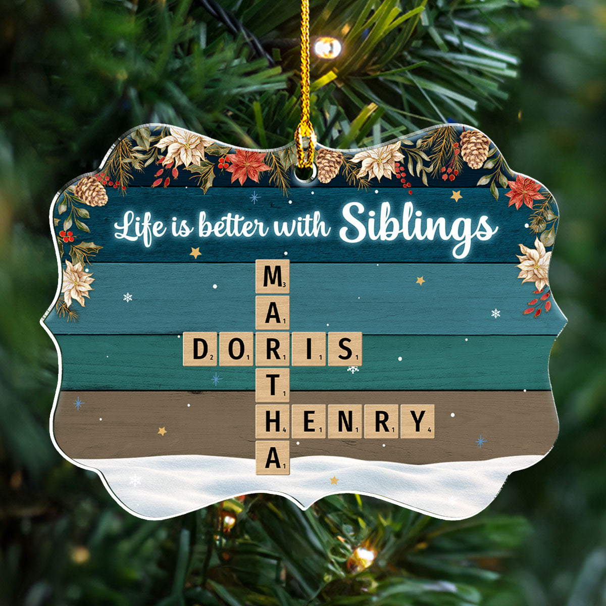 Better With Siblings - Personalized Custom Acrylic Ornament