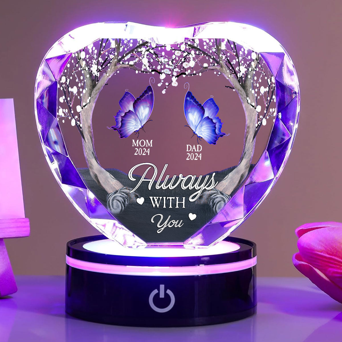 Always With You - Personalized Custom Crystal Led Light