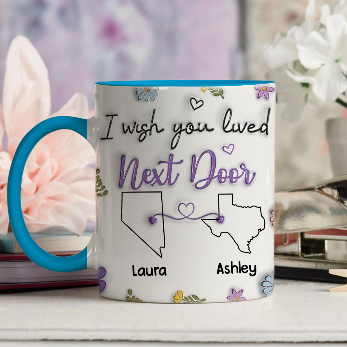 I Wish We Lived Closer - Personalized Custom Accent Mug