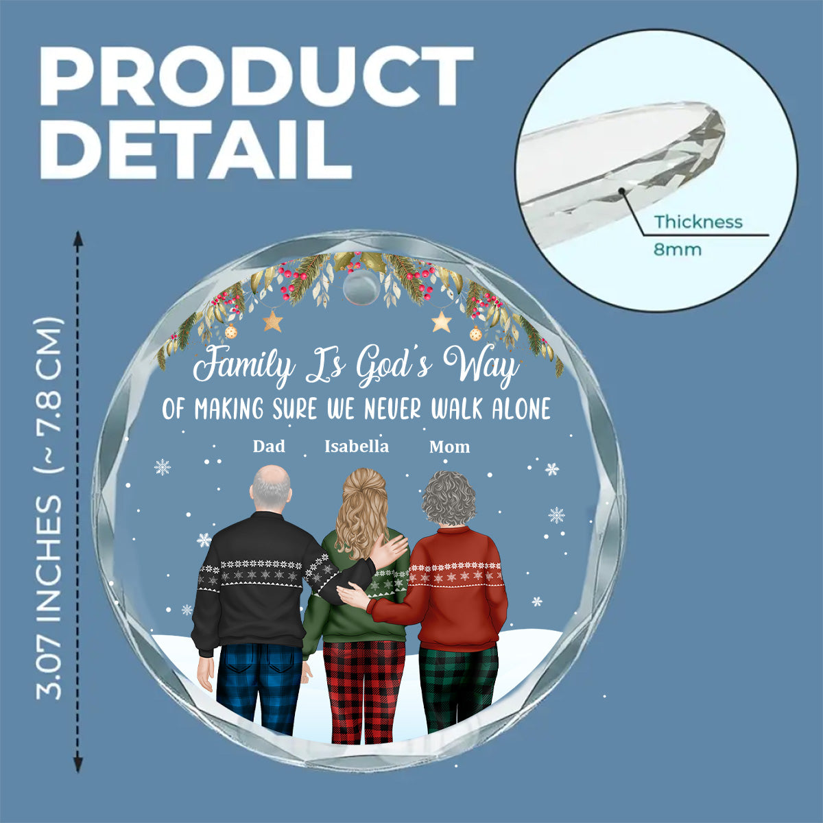 Family Never Walk Alone  - Personalized Custom Glass Ornament