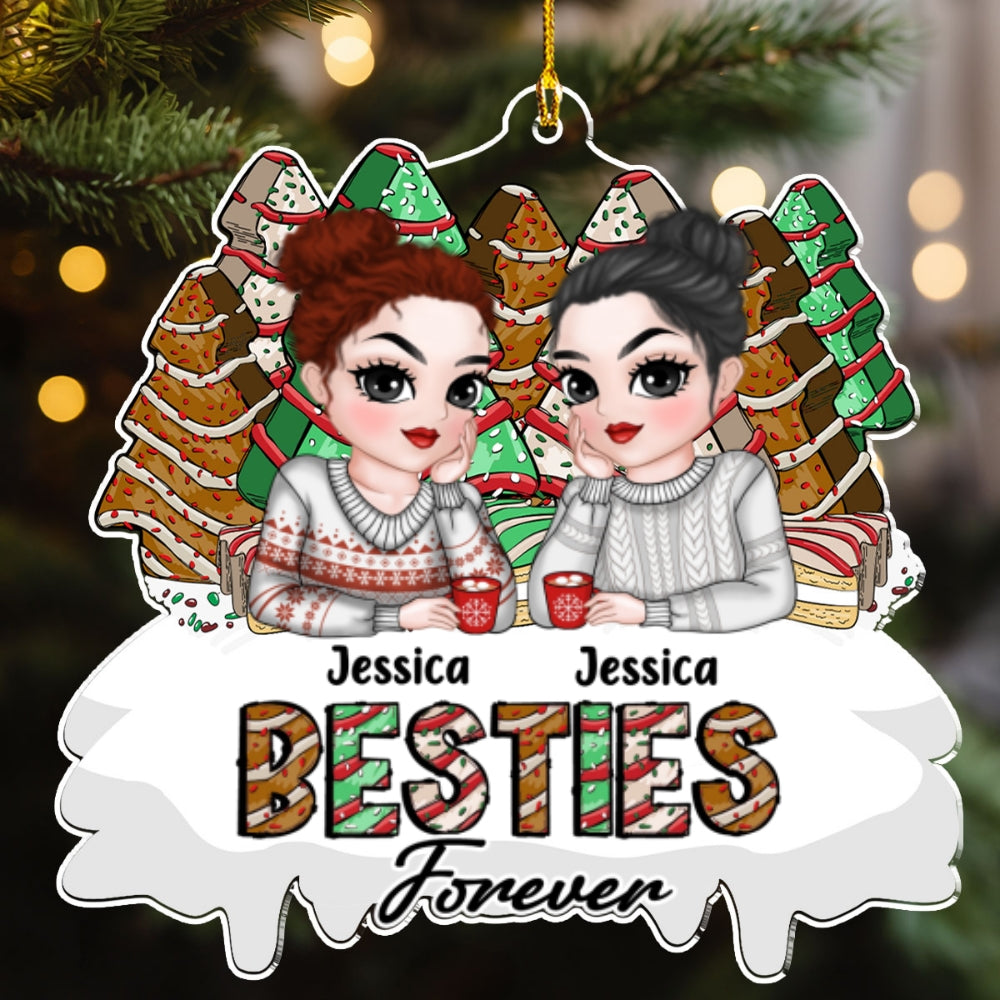 Besties Forever Christmas Tree Cake - Personalized Custom Acrylic Ornament