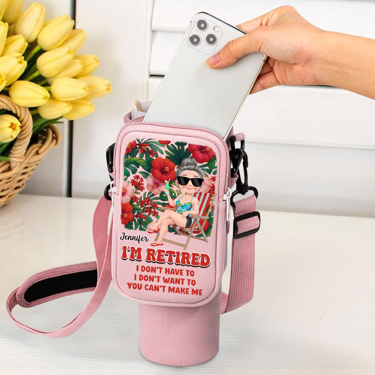 I Am Retired - Personalized Custom Water Bottle Carrier Bag