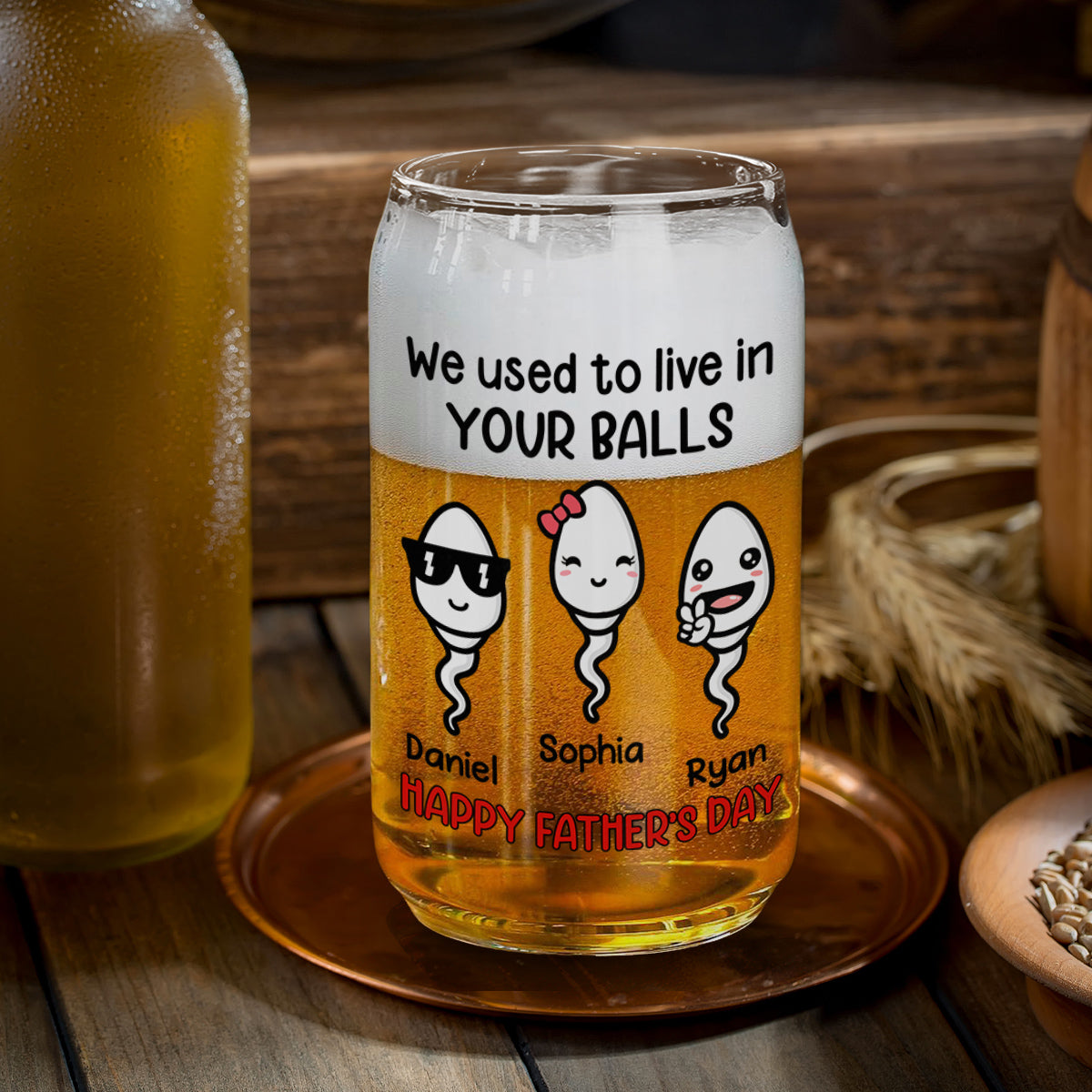 We Used To Live In Your Balls - Personalized Custom Beer Can Glass