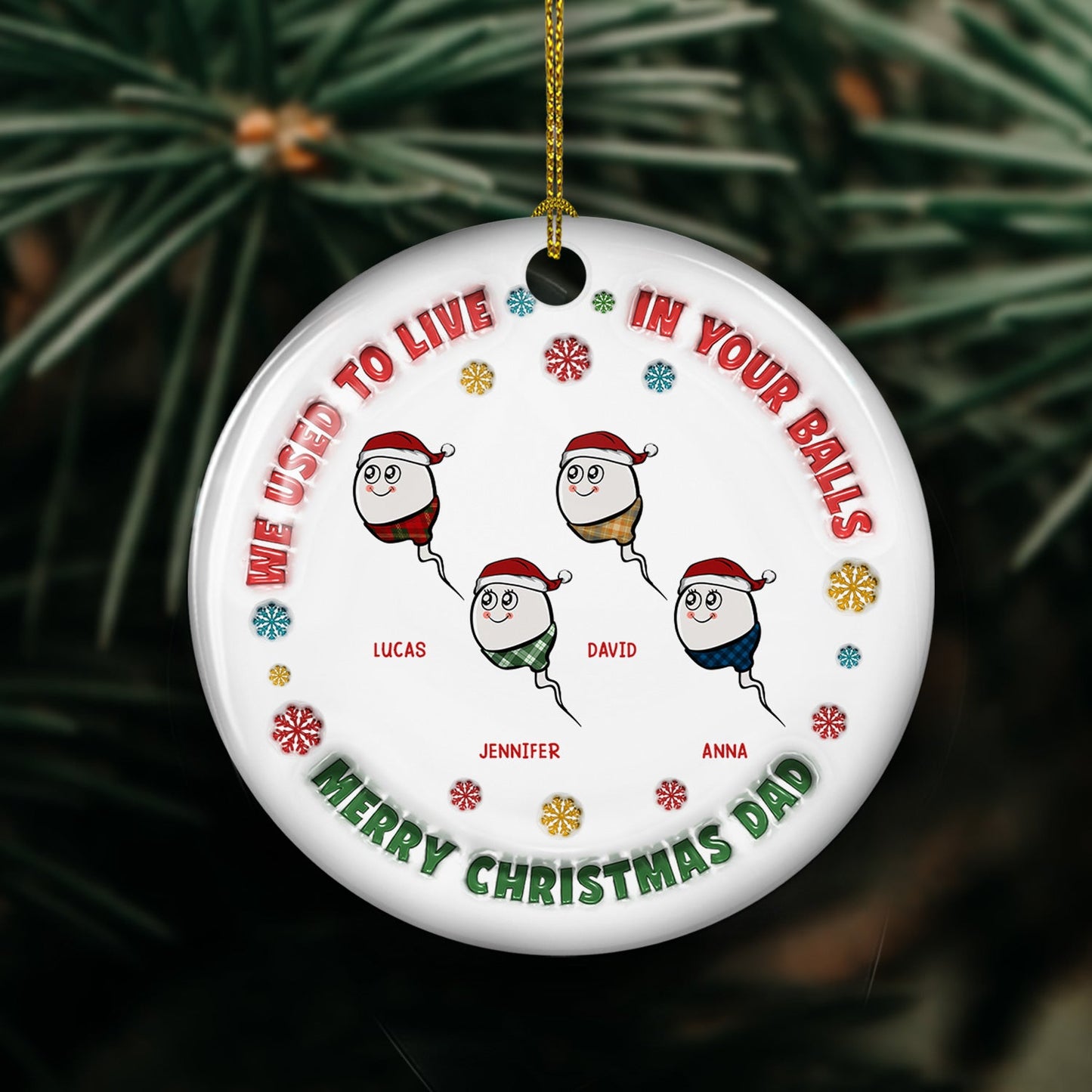 I Used To Live In Your Balls - Personalized Custom 3D Inflated Effect Ceramic Ornament