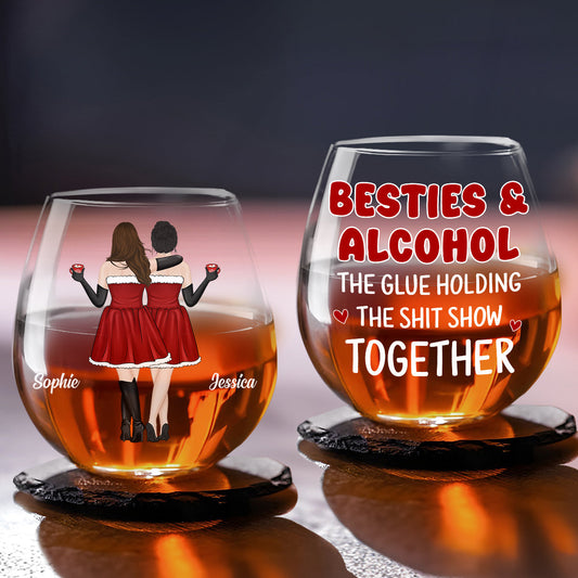 Crazy Night Besties - Personalized Custom Wine Glass