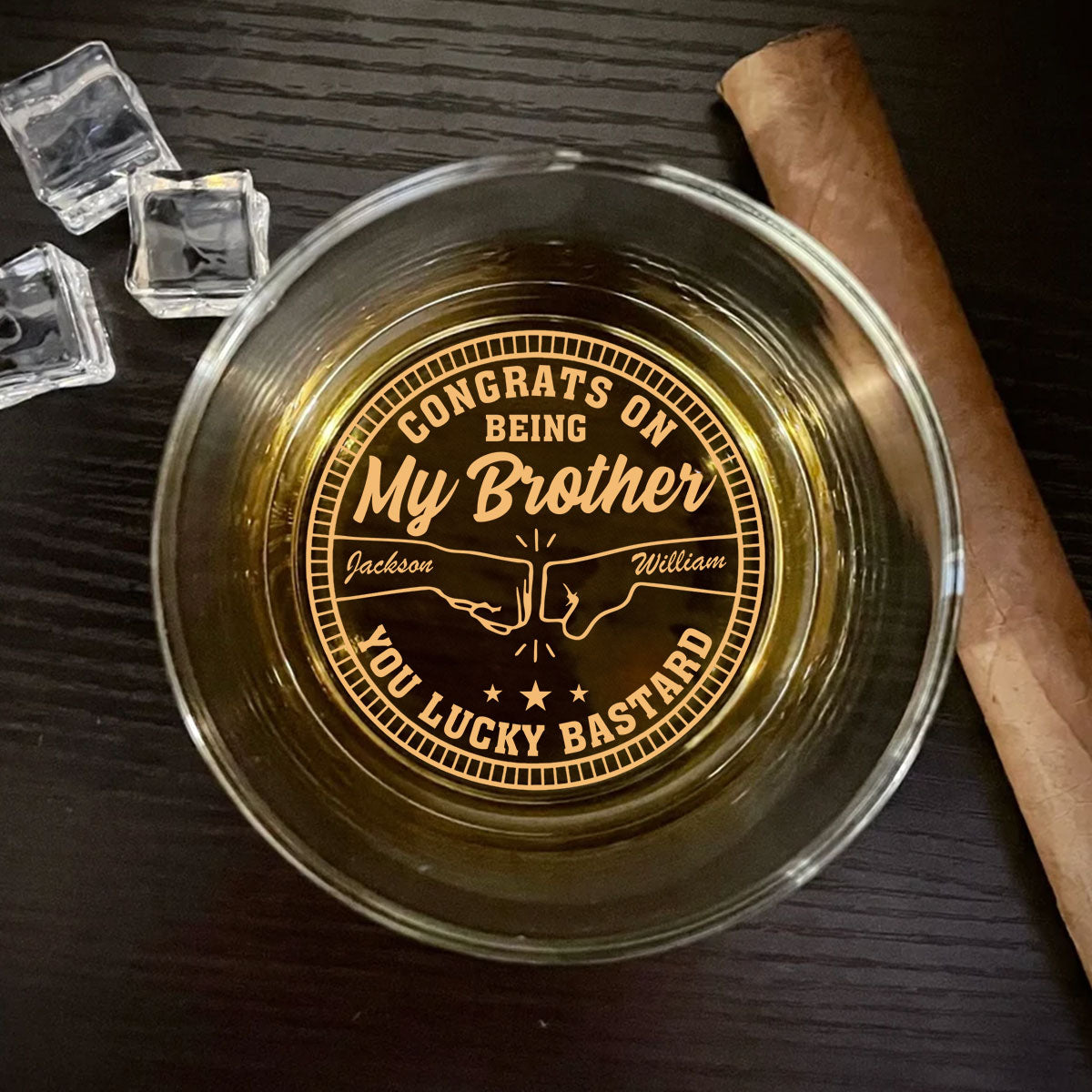 Congrats My Bro - Personalized Custom Engraved Whiskey Glass